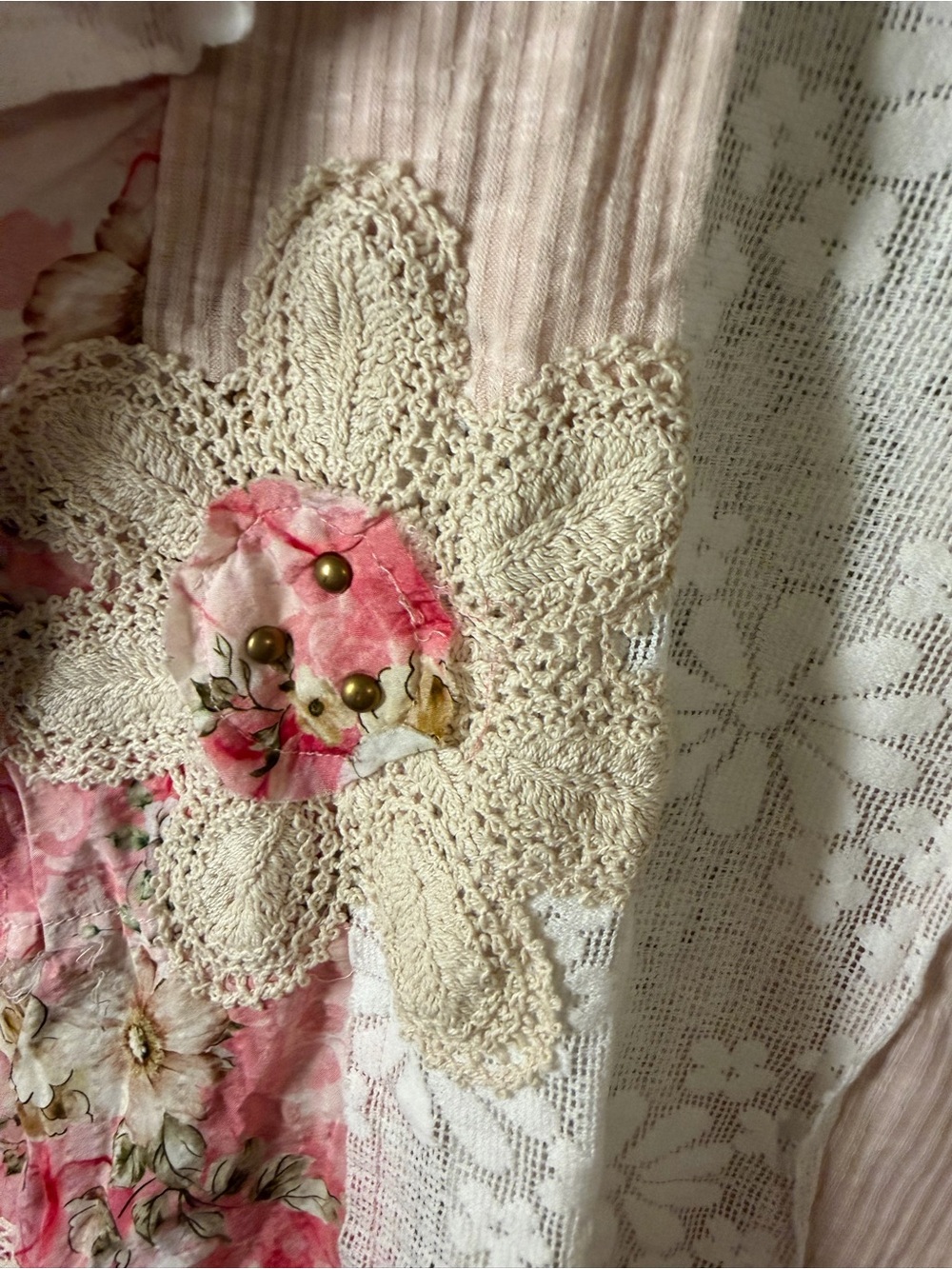 POL Pink Floral Patchwork Tunic Top - Picture 5 of 6
